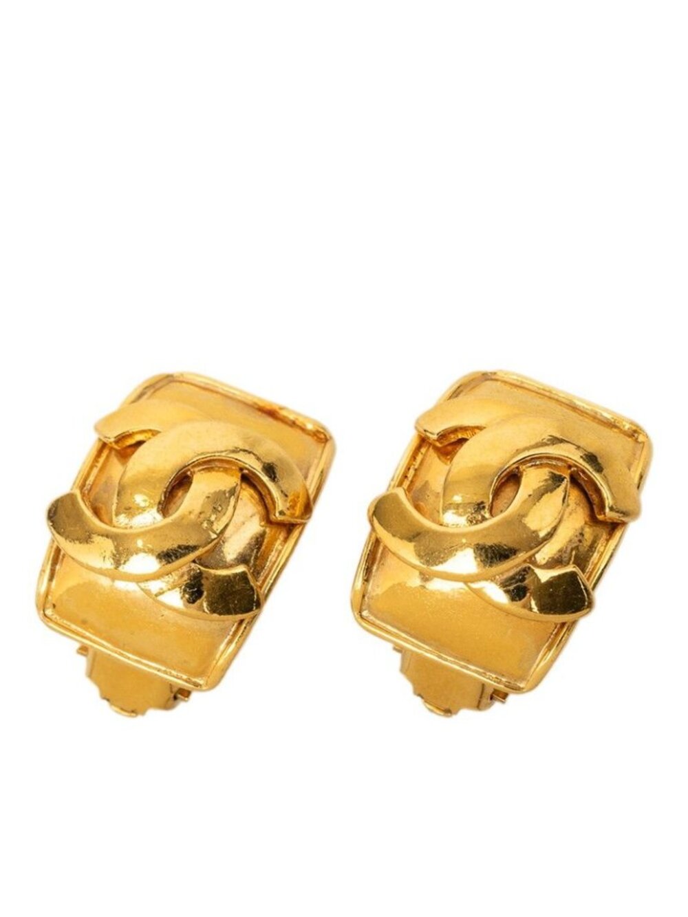 Chanel CC Logo Vintage 95P Earrings Gold Plated
